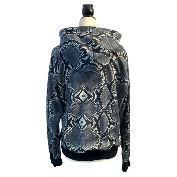 Adidas Snakeskin/Python Hoodie Sweatshirt Black Grey Good Used Condition Size M - Picture 3 of 9